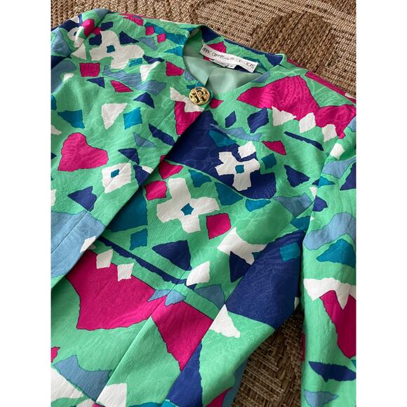 Vintage Anne Crimmins for Umi Collections 1980s Abstract Print Blazer SZ 10 - Picture 4 of 9